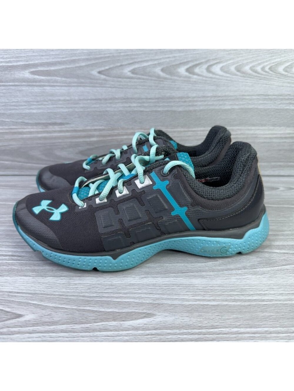 Under Armour Micro G Split II Womens Running Shoes Size 5.5 Gray Teal 1226565